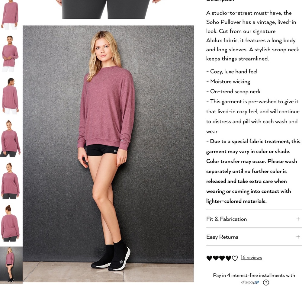 Alo SOHO Pullover in Storm (hazy purple)
